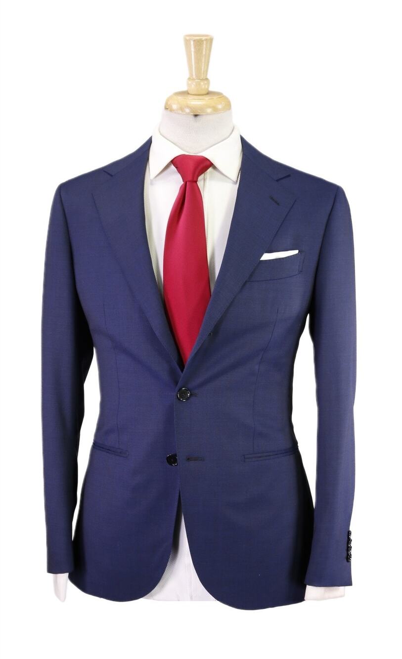 United Arrows Japan Royal Blue Tic Woven 3/2 Roll Lapel Wool Suit 36S